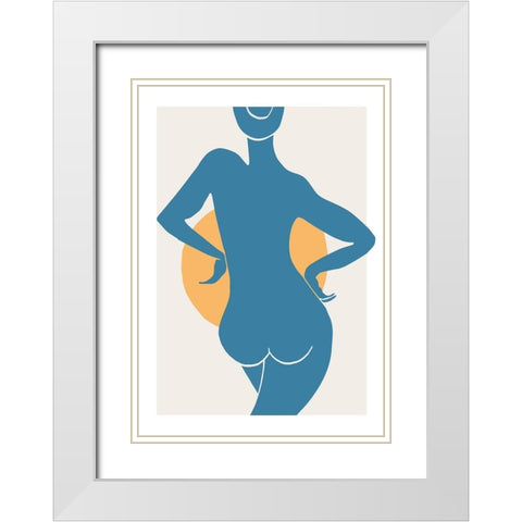 Blue Woman White Modern Wood Framed Art Print with Double Matting by 1x Studio II
