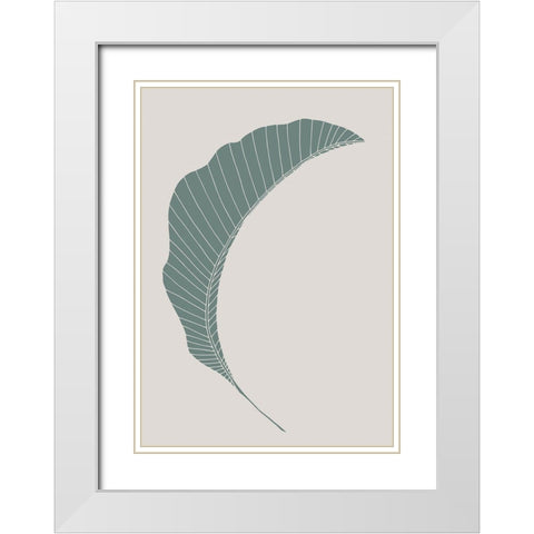 Banana Leaf Green White Modern Wood Framed Art Print with Double Matting by 1x Studio II