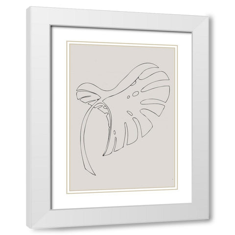 Monstera Bent Beige White Modern Wood Framed Art Print with Double Matting by 1x Studio II