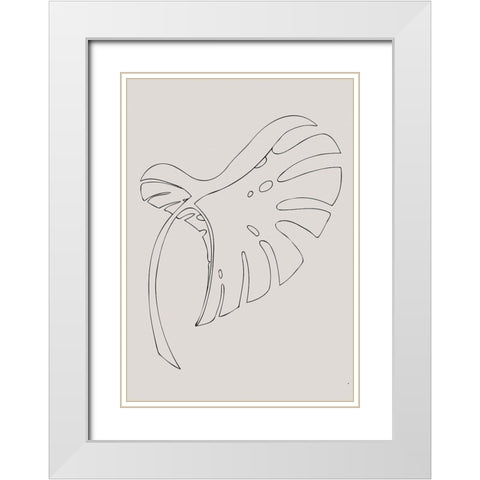 Monstera Bent Beige White Modern Wood Framed Art Print with Double Matting by 1x Studio II