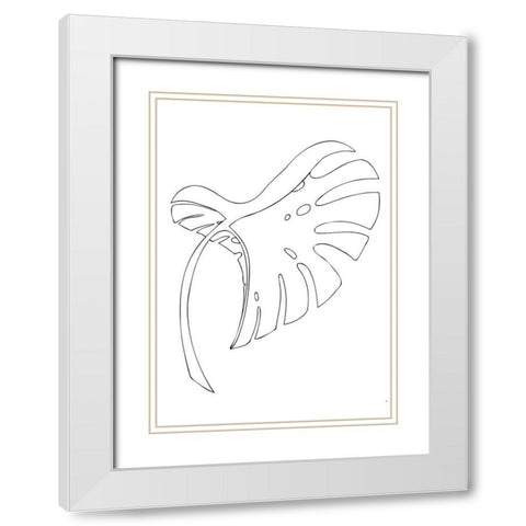 Monstera Bent White White Modern Wood Framed Art Print with Double Matting by 1x Studio II