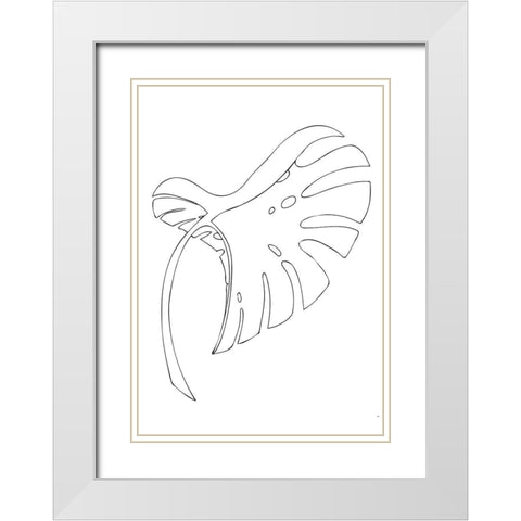 Monstera Bent White White Modern Wood Framed Art Print with Double Matting by 1x Studio II