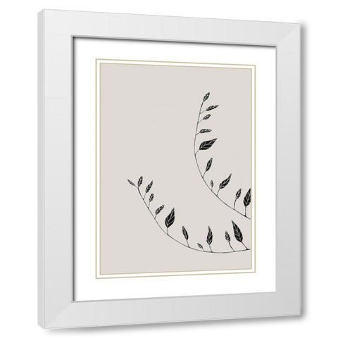 Wavy Branches White Modern Wood Framed Art Print with Double Matting by 1x Studio II