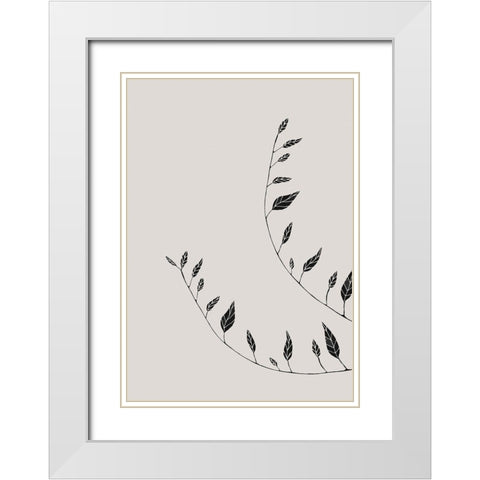 Wavy Branches White Modern Wood Framed Art Print with Double Matting by 1x Studio II