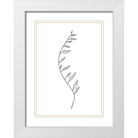 Wavy Branch White White Modern Wood Framed Art Print with Double Matting by 1x Studio II