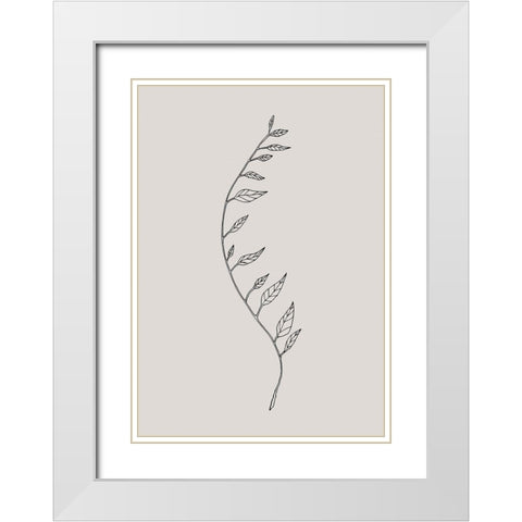 Wavy Branch Black White Modern Wood Framed Art Print with Double Matting by 1x Studio II
