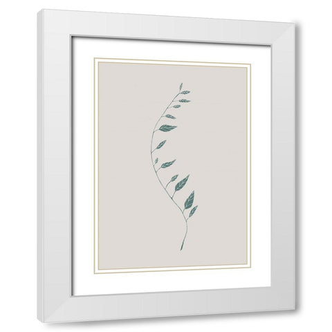 Wavy Branch Green White Modern Wood Framed Art Print with Double Matting by 1x Studio II