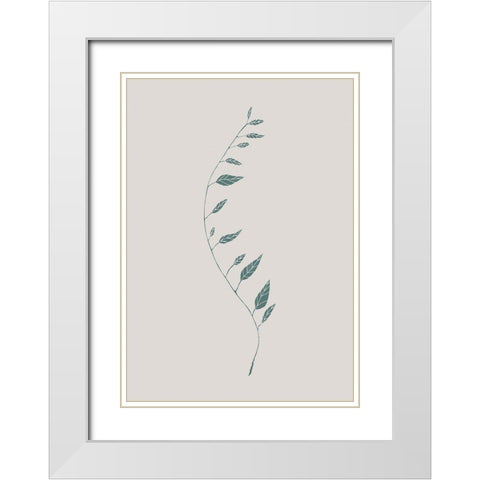 Wavy Branch Green White Modern Wood Framed Art Print with Double Matting by 1x Studio II