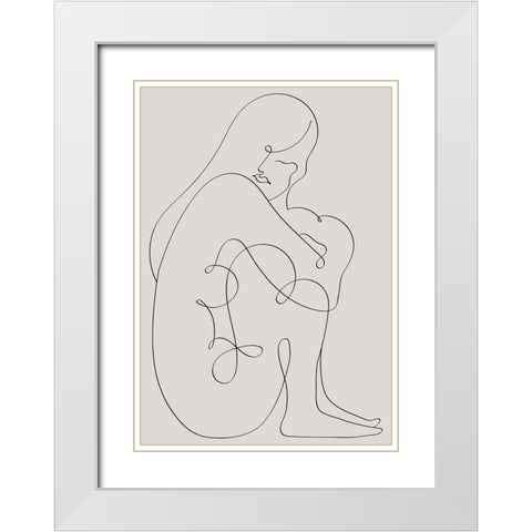 Woman Lines Black White Modern Wood Framed Art Print with Double Matting by 1x Studio II