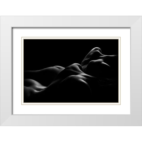 Dunes At Night White Modern Wood Framed Art Print with Double Matting by Valevicius, Aurimas