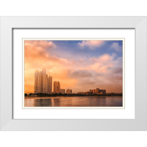 Etihad Towers A Emirates Palace, Abu Dhabi, Uae White Modern Wood Framed Art Print with Double Matting by Kazzaz, Mohamed