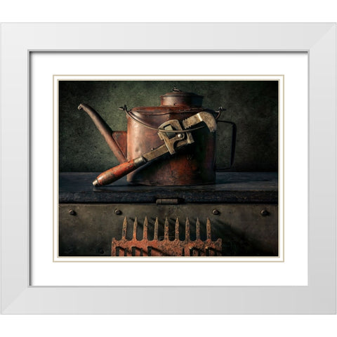 Resting Tools White Modern Wood Framed Art Print with Double Matting by Kinney, Jon