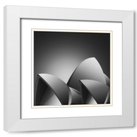 Sydney Opera House White Modern Wood Framed Art Print with Double Matting by Askovic, Branko