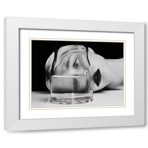 Aqua White Modern Wood Framed Art Print with Double Matting by Cinteza, Marius