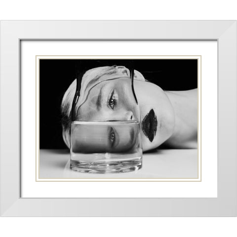 Aqua White Modern Wood Framed Art Print with Double Matting by Cinteza, Marius