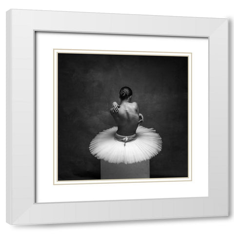 Grace White Modern Wood Framed Art Print with Double Matting by Yakovlev, Alexander