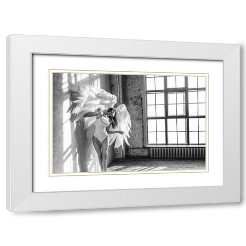 Angel 1 White Modern Wood Framed Art Print with Double Matting by Yakovlev, Alexander