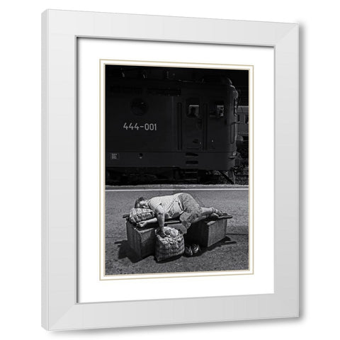 Untitled White Modern Wood Framed Art Print with Double Matting by Djaniru