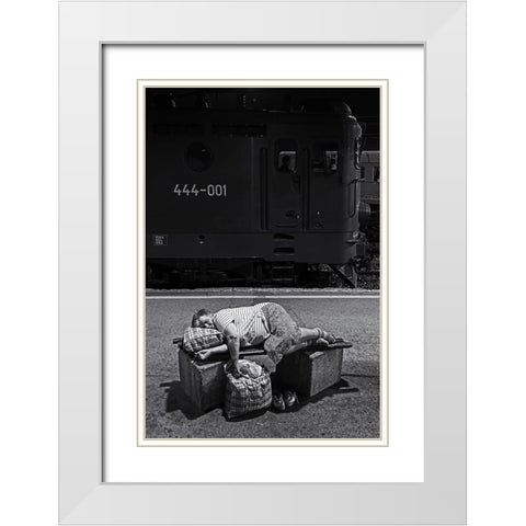 Untitled White Modern Wood Framed Art Print with Double Matting by Djaniru