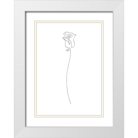 Rose White Modern Wood Framed Art Print with Double Matting by 1x Studio II