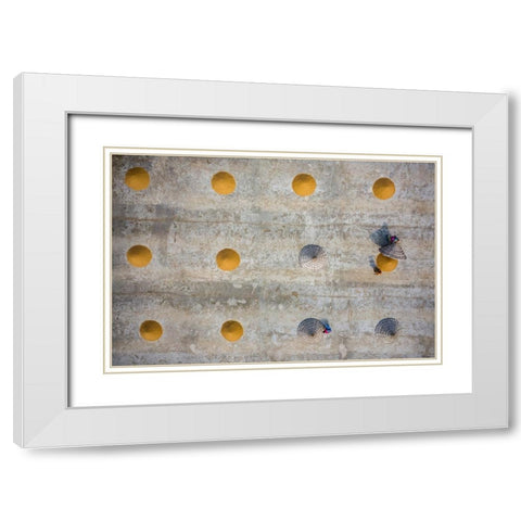 Rice Drying White Modern Wood Framed Art Print with Double Matting by Khan Ronnie, Azim