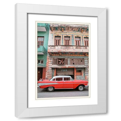 Cuban Car 9 White Modern Wood Framed Art Print with Double Matting by Yakovlev, Alexander
