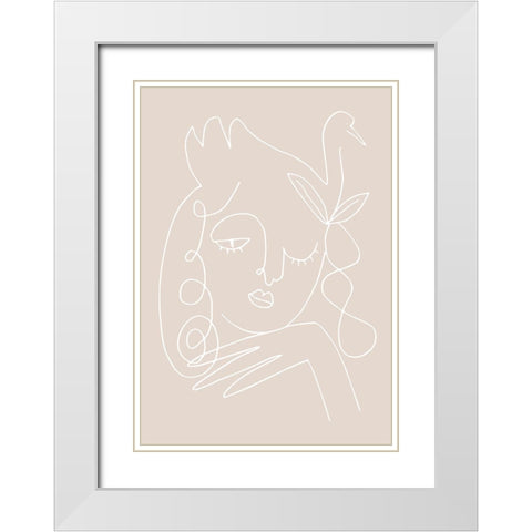 The Swan Beige White Modern Wood Framed Art Print with Double Matting by 1x Studio II