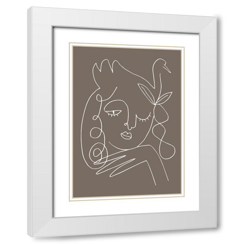The Swan Brown White Modern Wood Framed Art Print with Double Matting by 1x Studio II