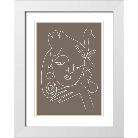 The Swan Brown White Modern Wood Framed Art Print with Double Matting by 1x Studio II