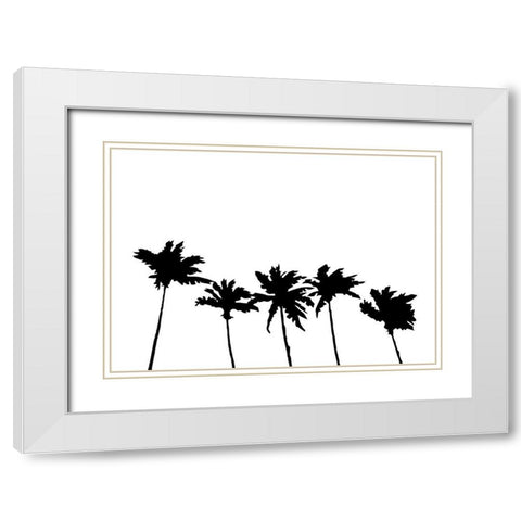 Palms White White Modern Wood Framed Art Print with Double Matting by 1x Studio II