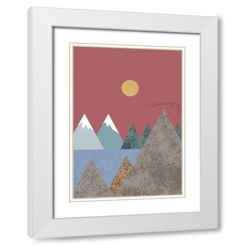 Mountain Landscape White Modern Wood Framed Art Print with Double Matting by 1x Studio II
