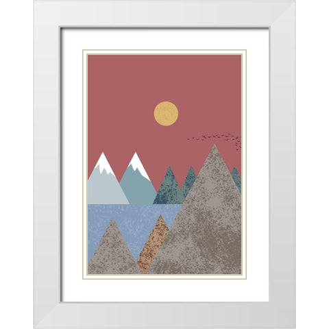 Mountain Landscape White Modern Wood Framed Art Print with Double Matting by 1x Studio II