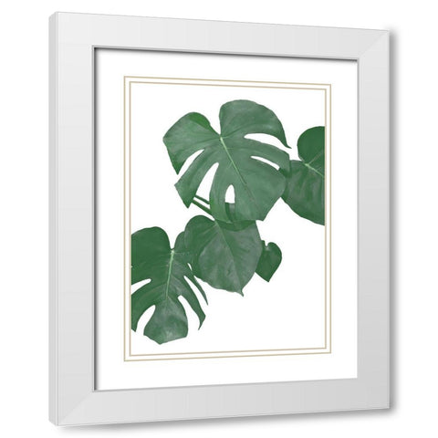 Monstera Aqua 01 White Modern Wood Framed Art Print with Double Matting by 1x Studio II