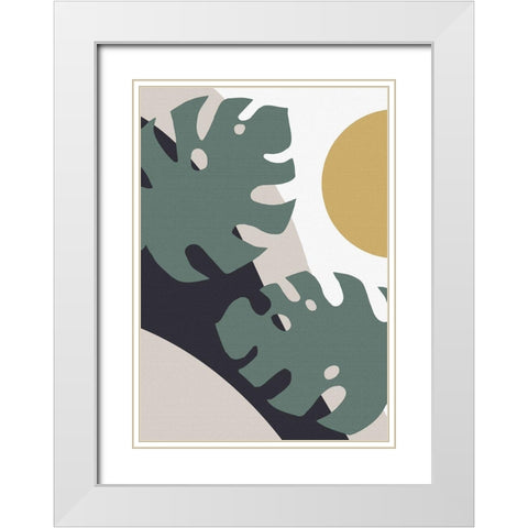 Monstera Cut Out 01 White Modern Wood Framed Art Print with Double Matting by 1x Studio II