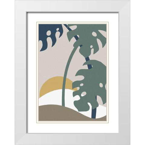 Monstera Cut Out 02 White Modern Wood Framed Art Print with Double Matting by 1x Studio II
