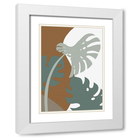 Monstera Cut Out 03 White Modern Wood Framed Art Print with Double Matting by 1x Studio II