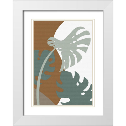Monstera Cut Out 03 White Modern Wood Framed Art Print with Double Matting by 1x Studio II