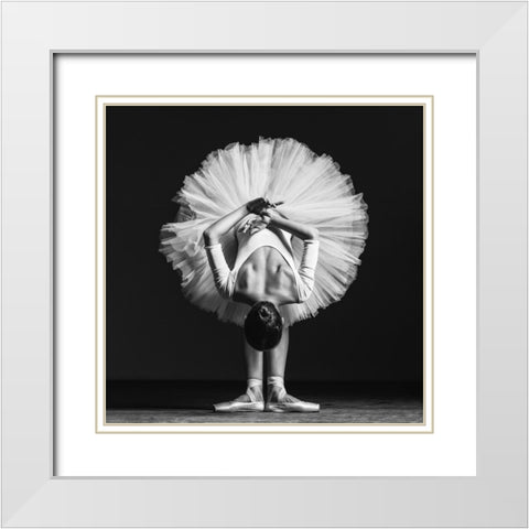 Ballerina At Class White Modern Wood Framed Art Print with Double Matting by Yakovlev, Alexander