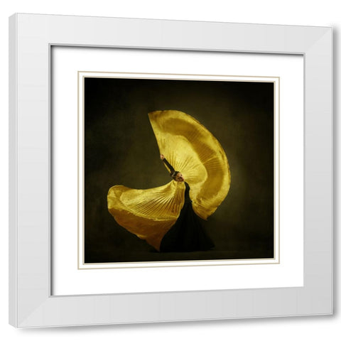 The Girl A Dance White Modern Wood Framed Art Print with Double Matting by Hasheminasab, Moein