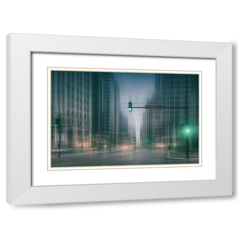 Gw ... Green Wave White Modern Wood Framed Art Print with Double Matting by Schleicher-Schwarz, Roswitha
