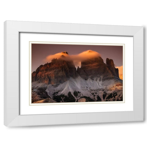 Tre Cime In Cotton Candy White Modern Wood Framed Art Print with Double Matting by Kucera AFIAP, Martin