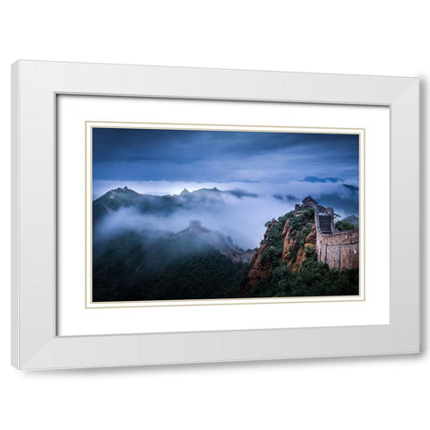 Chinas Jinshanling Great Wall White Modern Wood Framed Art Print with Double Matting by Simoon