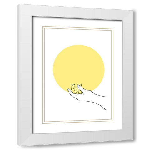 Sun in Hand White Modern Wood Framed Art Print with Double Matting by 1x Studio II