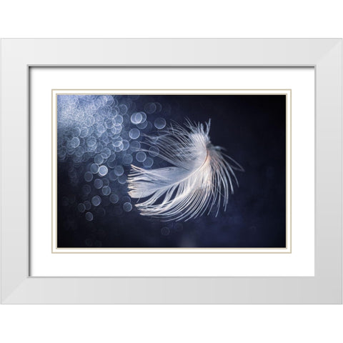 Placidity White Modern Wood Framed Art Print with Double Matting by Kopcev, Igor