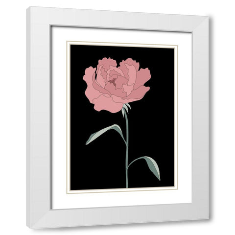 Peony 01 White Modern Wood Framed Art Print with Double Matting by 1x Studio II