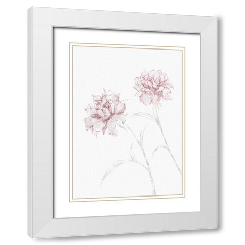 Peony 03 White Modern Wood Framed Art Print with Double Matting by 1x Studio II