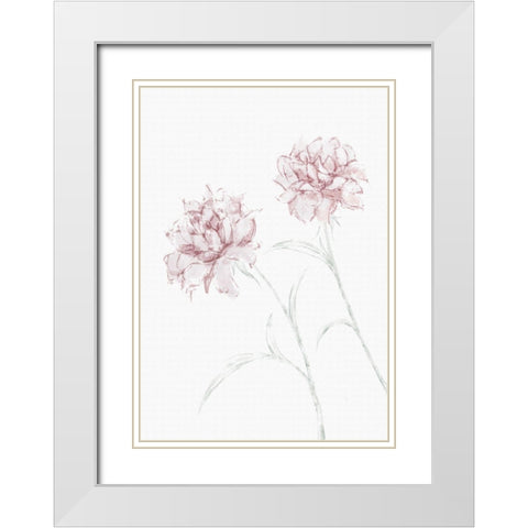 Peony 03 White Modern Wood Framed Art Print with Double Matting by 1x Studio II
