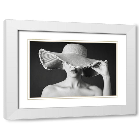 Maryam White Modern Wood Framed Art Print with Double Matting by Maryamshaygan