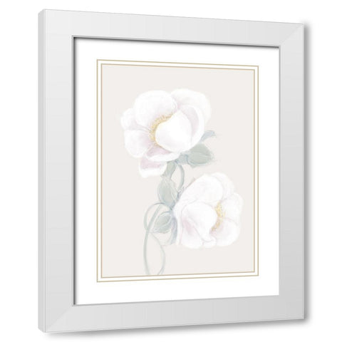 Lush Peony White Modern Wood Framed Art Print with Double Matting by 1x Studio II