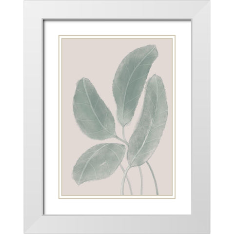 Leaves Watercolor White Modern Wood Framed Art Print with Double Matting by 1x Studio II